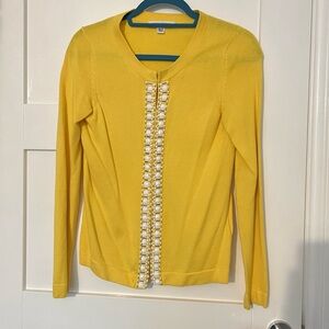 Banana Republic Yellow Embellished Beaded Cardigan Sweater XS